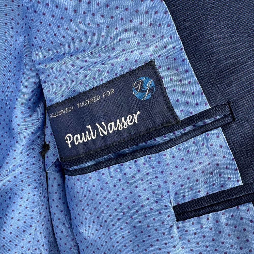 Navy Blue 2 Piece Suit Mens 44R 40W Two Button Business Professional Classic - Picture 8 of 16
